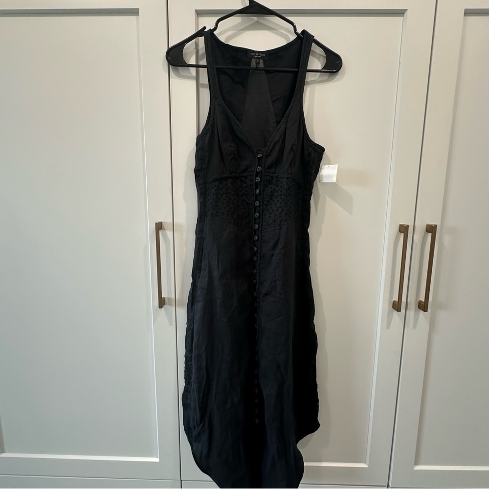 rag & bone Black Button-Down Midi Dress